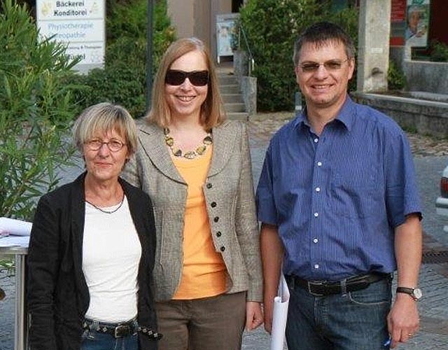 Die drei Grossratskandidaten der CVP aus dem Bezirk Rheinfelden (von links): Regula Bachmann, Astrid Mounier, Patrick Burgherr.