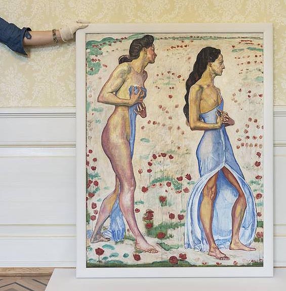 Sammlungen Archäologie und Museum Baselland; Ferdinand Hodler, «Zwei Frauen in Blumen» (Empfindung Ia, 1901/02).
