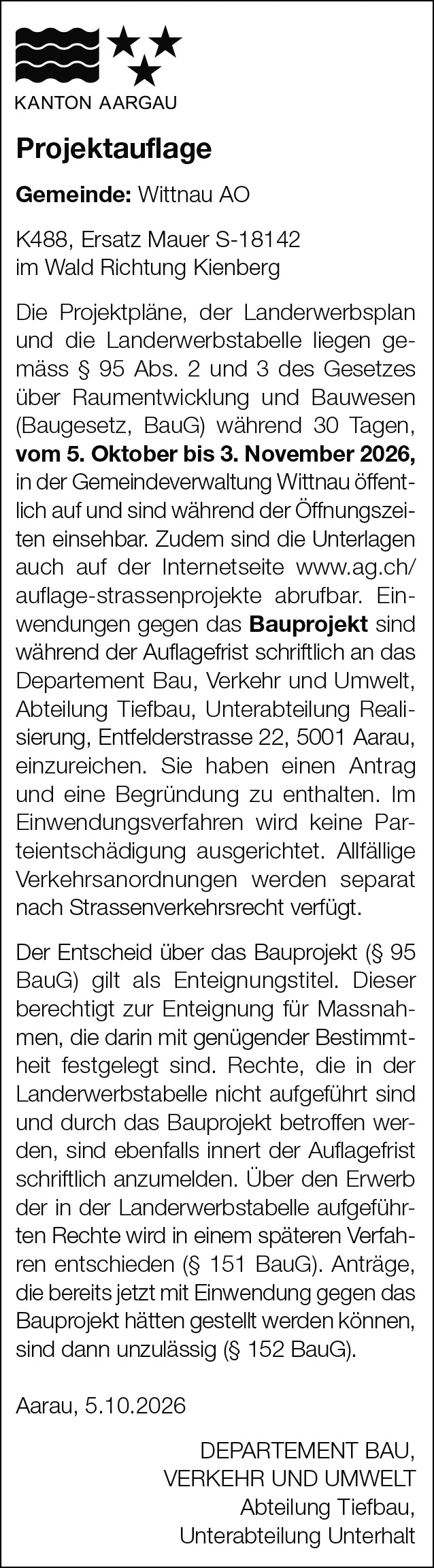 A17260 Kt Aargau Wittnau 01.10.2026