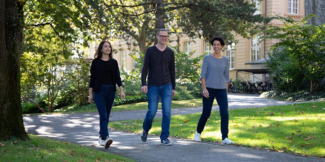Das Gründerteam: Rosalba Lepore, Lukas Jeker und Romina Matter-Marone (von links). Foto: Universität Basel, Florian Moritz