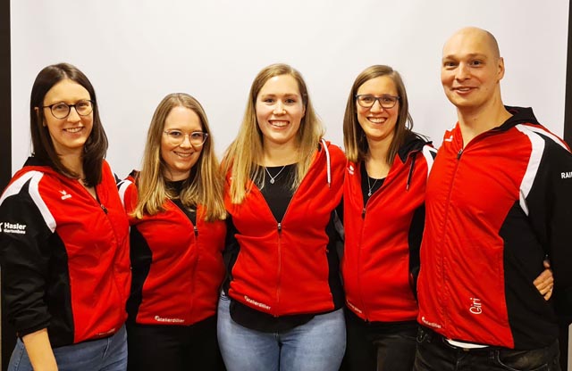 Der neue Vorstand (v.l.): Lea Hürbin, Sarina Seitz, Judith Waldmeier, Bettina Binkert und Pascal Aubry. (u.r.) Foto: zVg