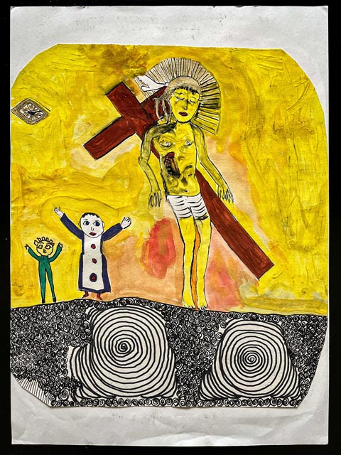 Silvain Bouillard hat den Kreuzweg für das Kirchgemeindehaus in Kaiseraugst gemalt. Foto Andreas Fischer/Wolfgang Straub