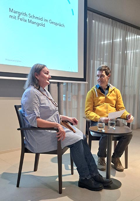 Interview von Felix Mangold mit Monika Schmid. Foto: zVg