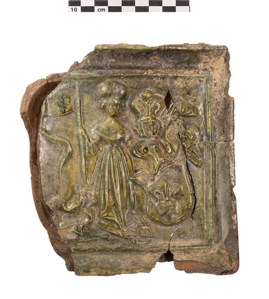 Eine qualitätvolle Ofenkachel mit reicher Reliefverzierung zeigt einen hohen Wohnstandard im ländlichen Gebiet. Foto: © Kantonsarchäologie, Kanton Aargau