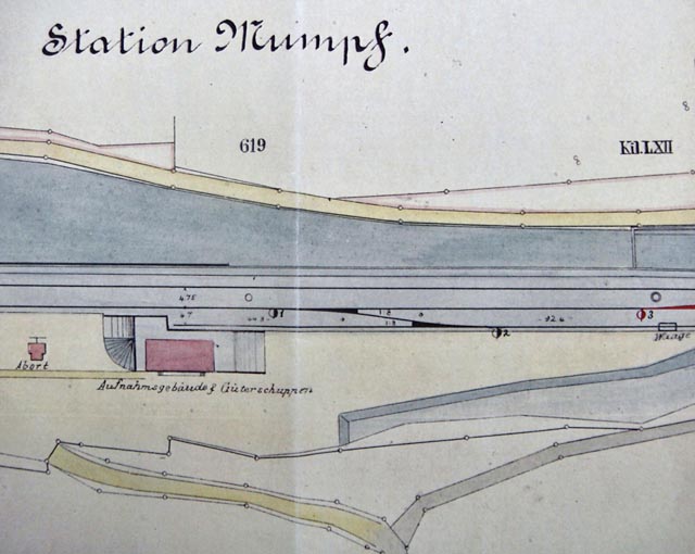 Bahnbau, Plan der Station 1870. Foto: zVg