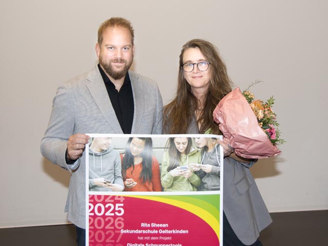 Rita Sheean (Sek Gelterkinden) und Peter Mandak (Bildungs-, Kultur- und Sportdirektion Kanton Basel-Landschaft. Foto: Eugen Notter