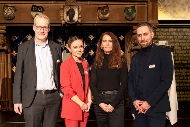 Unter der Leitung der Moderatorin Katja Haas diskutierten der BRB-Präsident Daniel Allemann, Margot Meier, Präsidentin SIA Basel und Fabian Halmer, Präsident SVIT beider Basel. Foto: Claudia Tschon