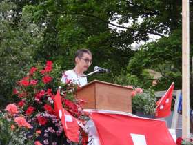 Grossratspräsidentin Elisabeth Burgener Brogli hielt die Festansprache in Oberhof. Foto: bi.
